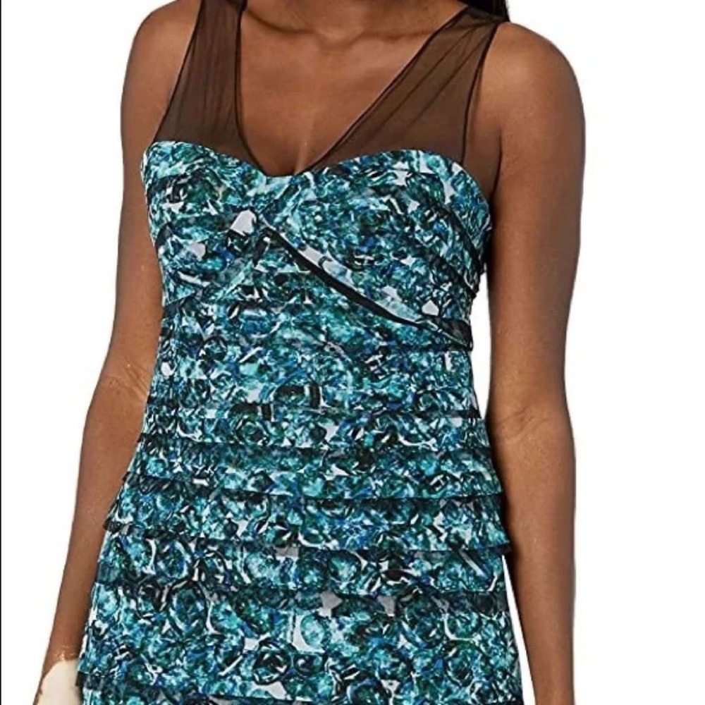 BCBG Maxazria Jenine Blue Surf Combo Formal Gown